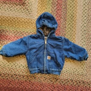 Vintage Carhartt 2001 Zip Up Jean Bomber Jacket Logo, Size Toddler 3T